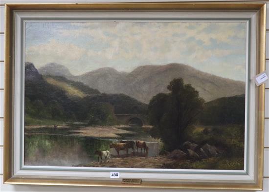 Victorian School, oil on canvas, Beaver Bridge on the River Conway, indistinctly signed and dated 1879, 50 x 75cm